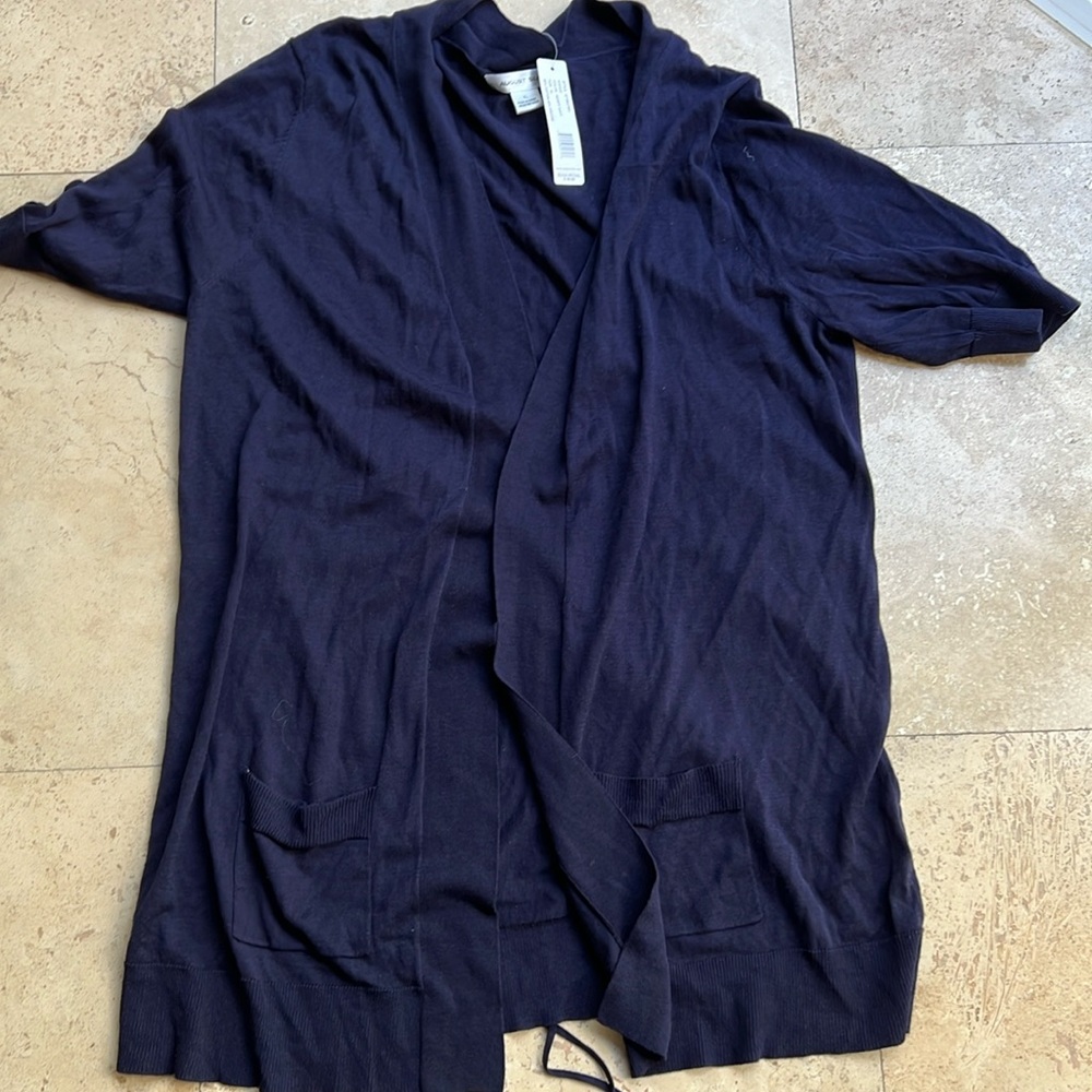 AUGUST SILK NAVY LONG CARDIGAN XL
